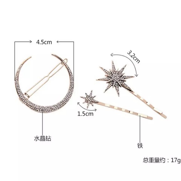 Crescent Moon and Star Hair Pin - Picture 4 of 5